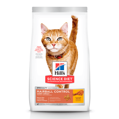 Alimento seco para gato Hills Science Diet Hairball Control Light bajo en calorías y control bolas de pelo 7 lb