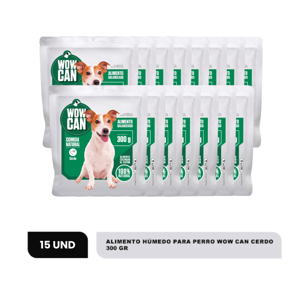Combo Alimento Húmedo Para Perro Wow Can Cerdo x15 15 Un
