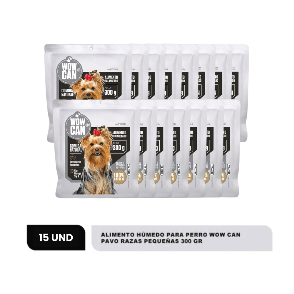 Combo Alimento Húmedo Para Perro Wow Can Pavo Razas Pequeñas x15 15 Un