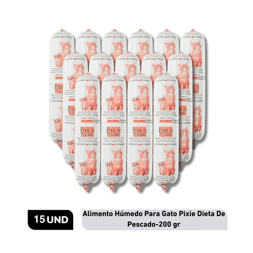 Combo Alimento Húmedo Para Gato Pixie Dieta De Pescado x15 15 Un