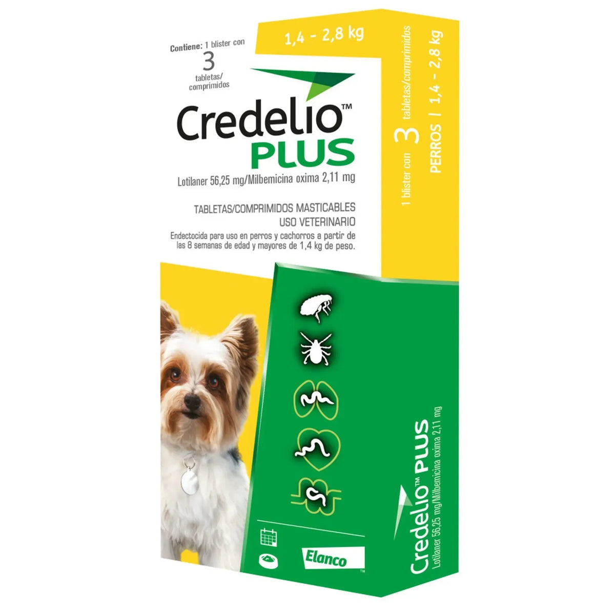 Antiparasitario Interno y Externo Para Perro Credelio Plus 1,4 a 2,8 kg