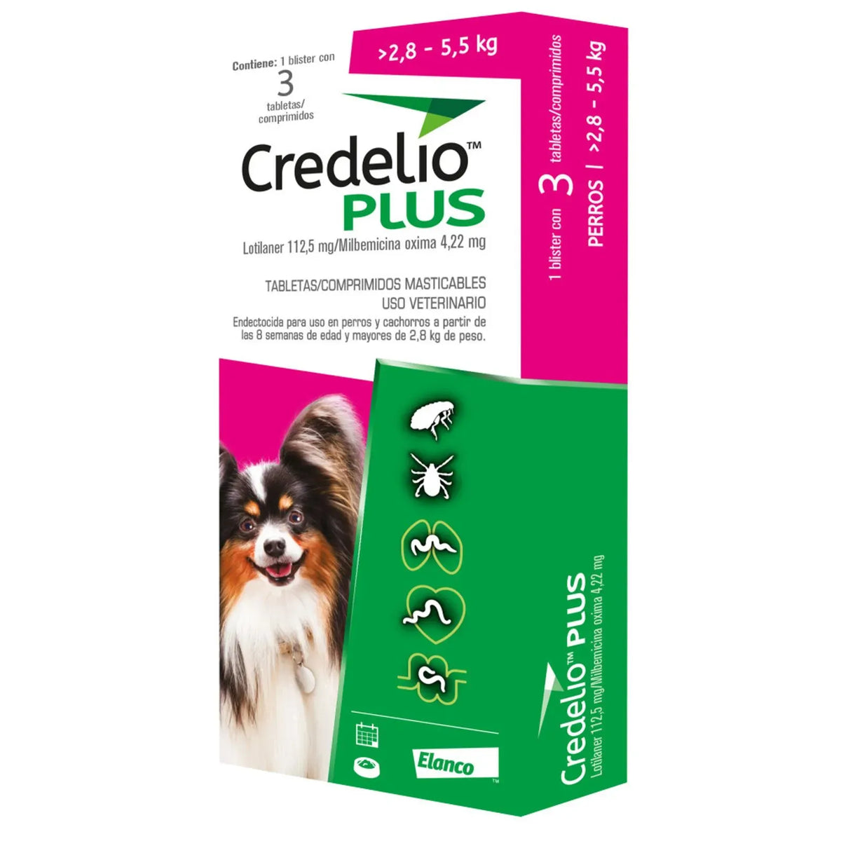 Antiparasitario Interno y Externo Para Perro Credelio Plus 2,8 a 5,5 kg