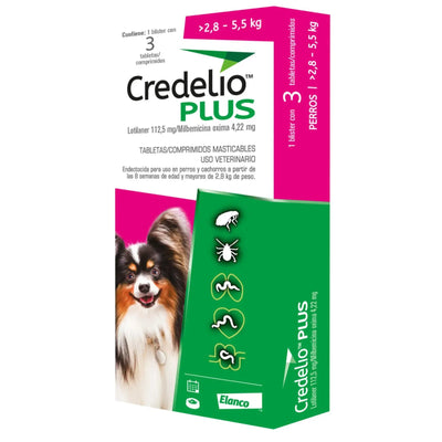 Antiparasitario Interno y Externo Para Perro Credelio Plus 2,8 a 5,5 kg