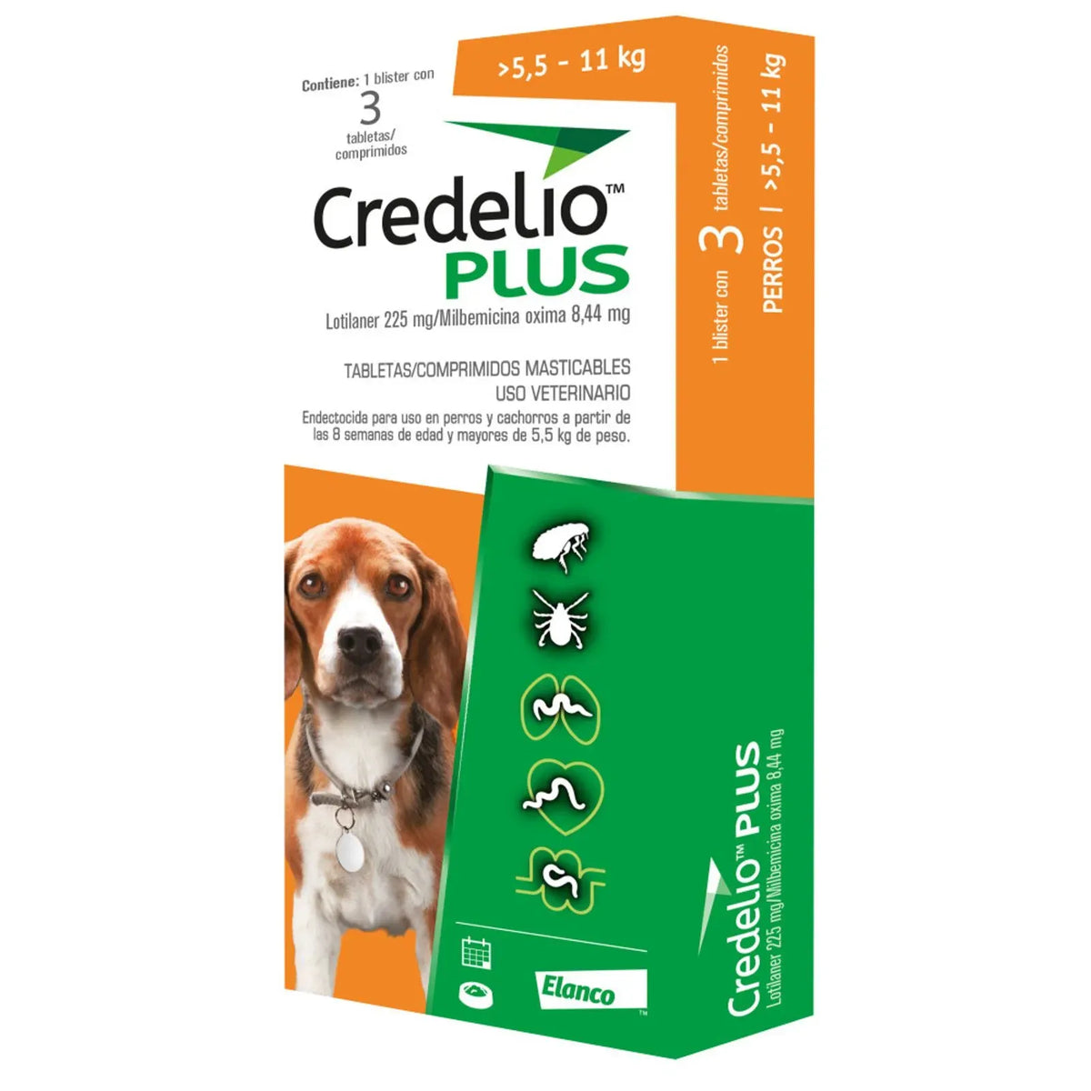 Antiparasitario Interno y Externo Para Perro Credelio Plus 5,5 a 11 kg