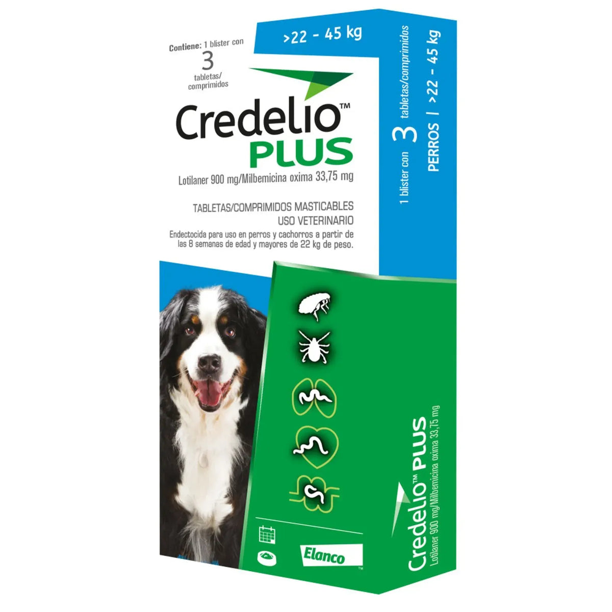 Antiparasitario Interno y Externo Para Perro Credelio Plus 22 a 45 kg