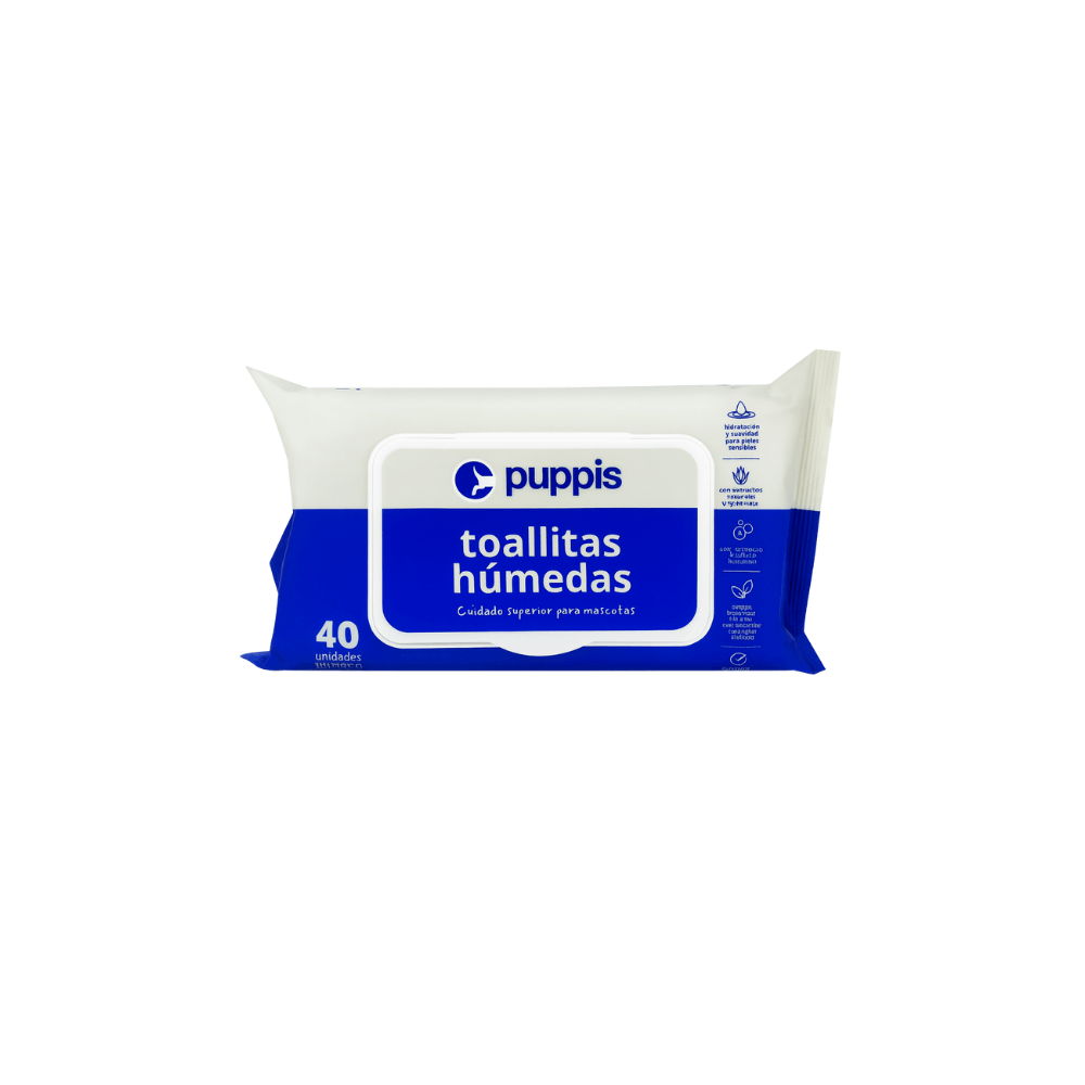 Toallitas Húmedas Cuidado Superior Para Mascotas Puppis 40 u