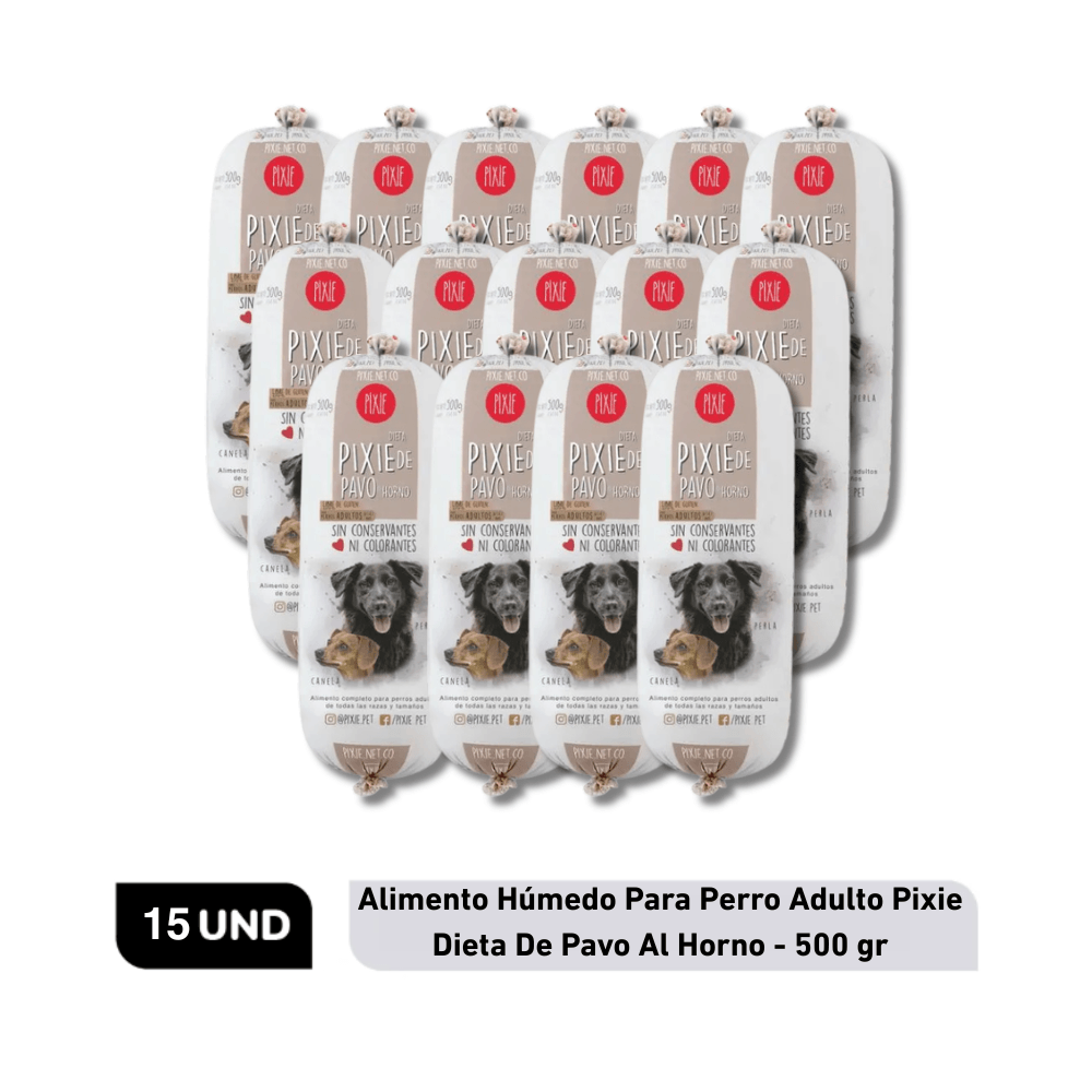 Combo Alimento Húmedo Para Perro Adulto Pixie Dieta De Pavo Al Horno  x15 15 Un