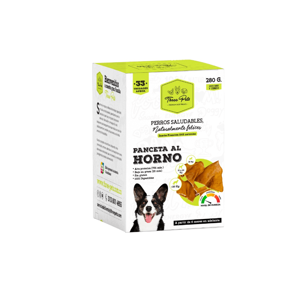 Snack Para Perro Three Pancetas Al Horno 280 g