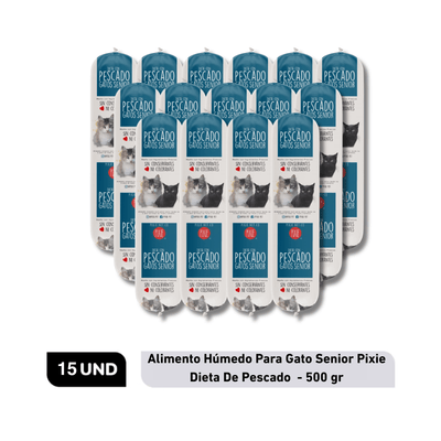 Combo Alimento Húmedo Para Gato Senior Pixie Dieta De Pescado x15 15 Un