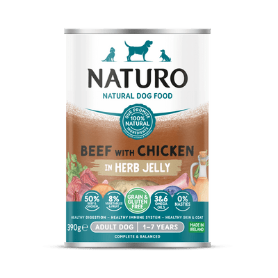 Alimento Húmedo Naturo Adult Beef With Chicken In Herb Jelly Para Perro 390 g