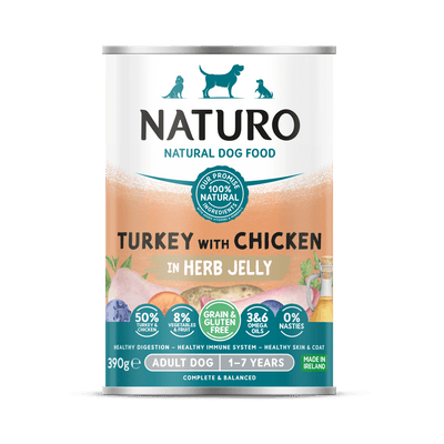 Alimento Húmedo Naturo Adult Turkey With Chicken In Herb Jelly Para Perro 390 g