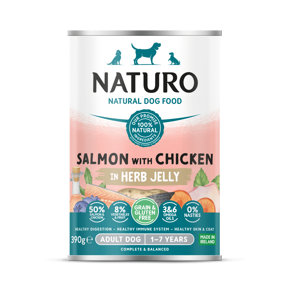 Alimento Húmedo Naturo Adult Salmon With Chicken In Herb Jelly Para Perro 390 g
