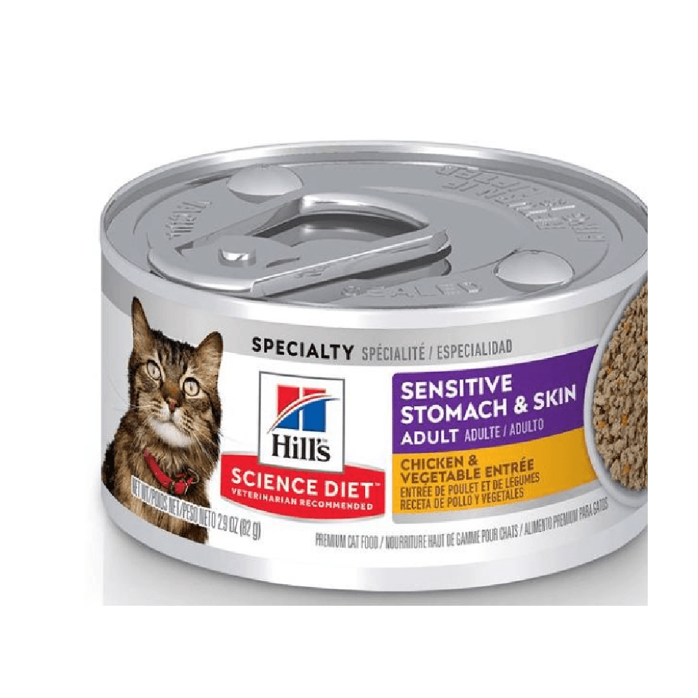 Alimento húmedo para gato Hills Science Diet Adult 7 Plus piel y estómago sensibles 2,9 oz