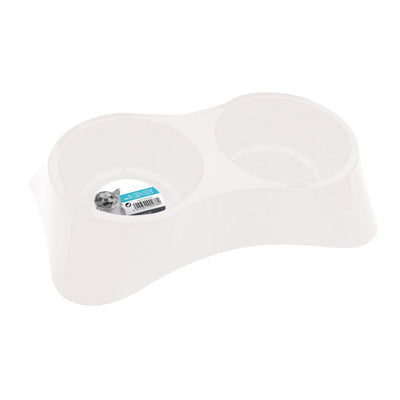 Comedero M-Pets Bowl Doble Melamine Blanco para Perro 2 x 350 ml