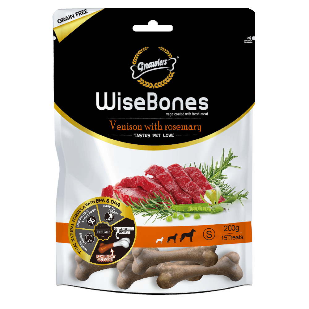 Snack Para Perro Phoenix Wisebones Venado y Romero 200 g