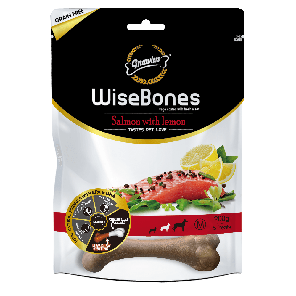 Snack Para Perro Phoenix Wisebones Salmón y Limón 200 g