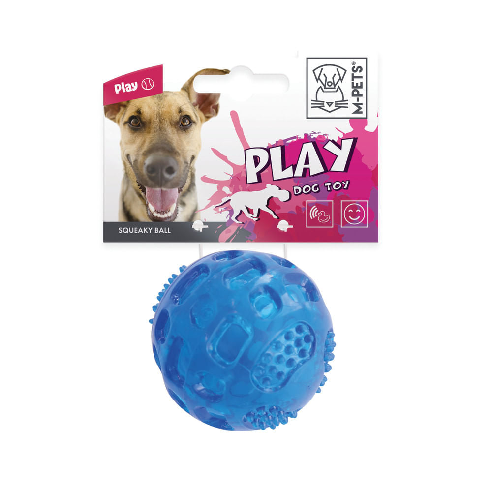 Bola M-Pets Chirriante Azul Para Perro 6,3 cm