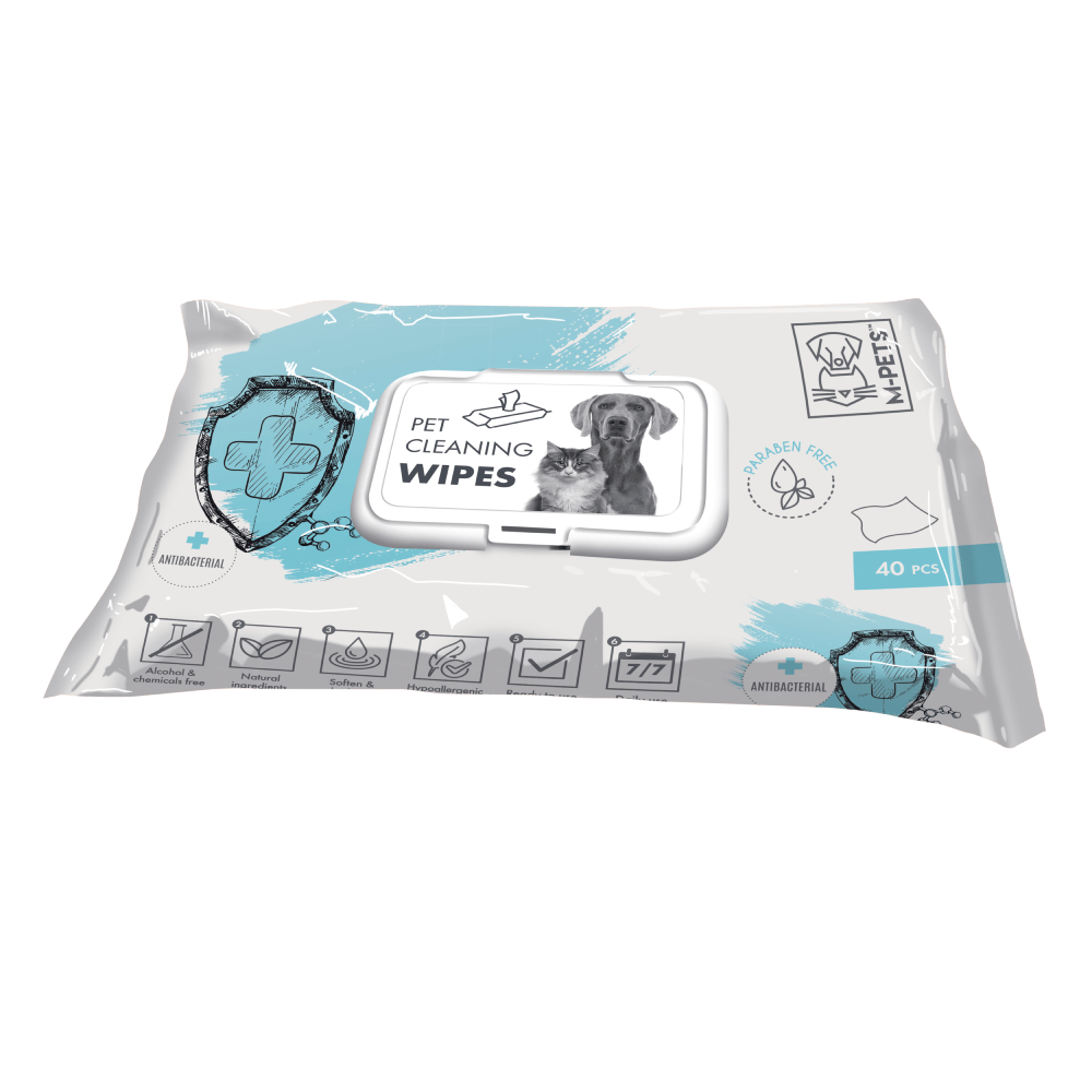 Pañitos Antibacteriales Para Mascotas M-PETS 15 X 20 cm 40 pz