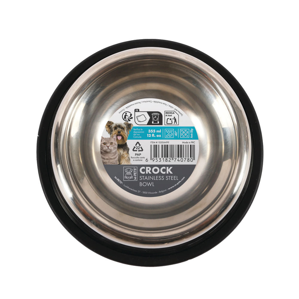 Comedero M-Pets Acero Inoxidable Para Mascotas 355 ml