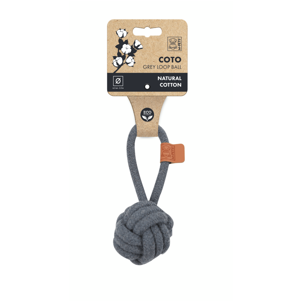 Juguete Para Perro Soga Pelota Coto Gris M-PETS 6,5 cm