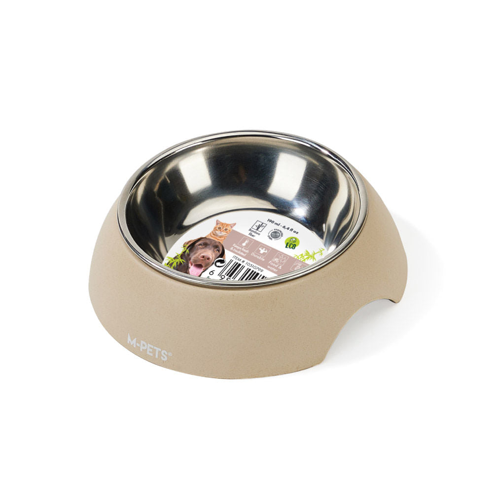 Comedero M-Pets Bowl Eco Bamboo Color Arena para Perro 190 ml