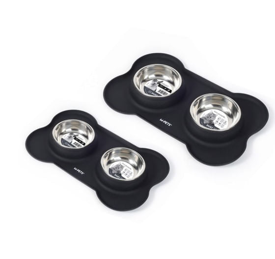 Tazón Para Masotas Inox-Silico Negro M-PETS 2 x 400 ml