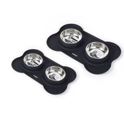 Tazón Para Masotas Inox-Silico Negro M-PETS 2 x 400 ml