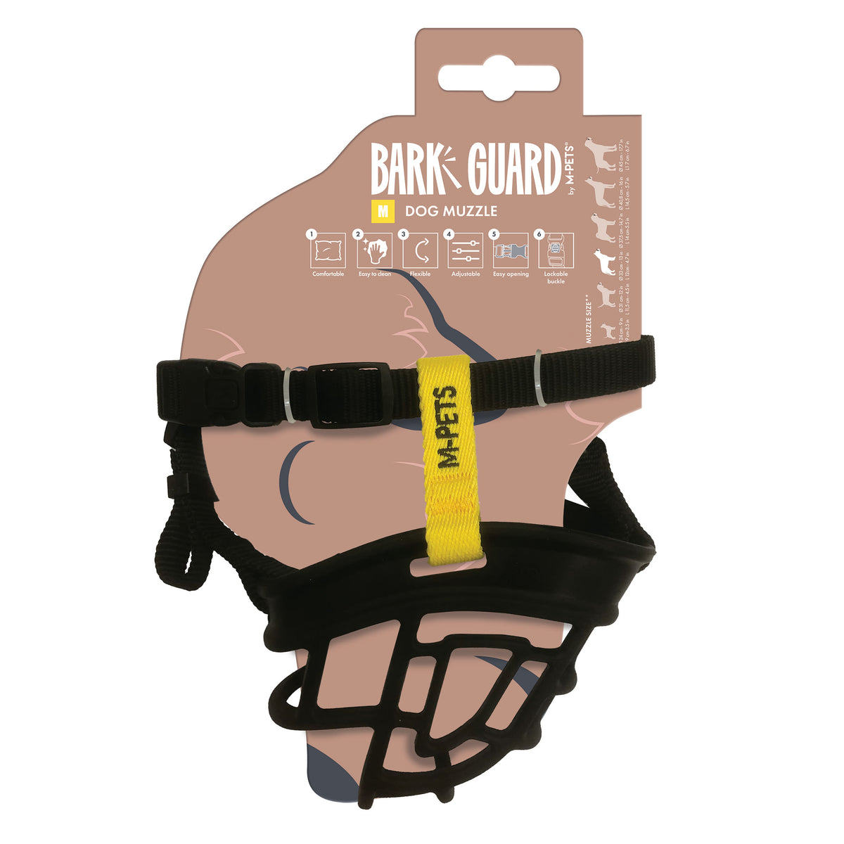 Bozal Para Perro Negro/Amarillo Bark M-PETS M