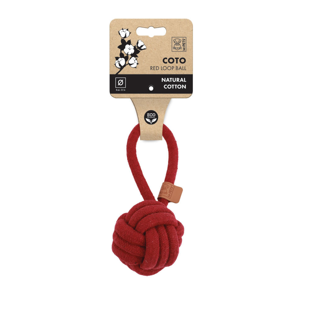 Juguete M-Pets Coto Ecobola Lazo Rojo Para Perro 8 cm
