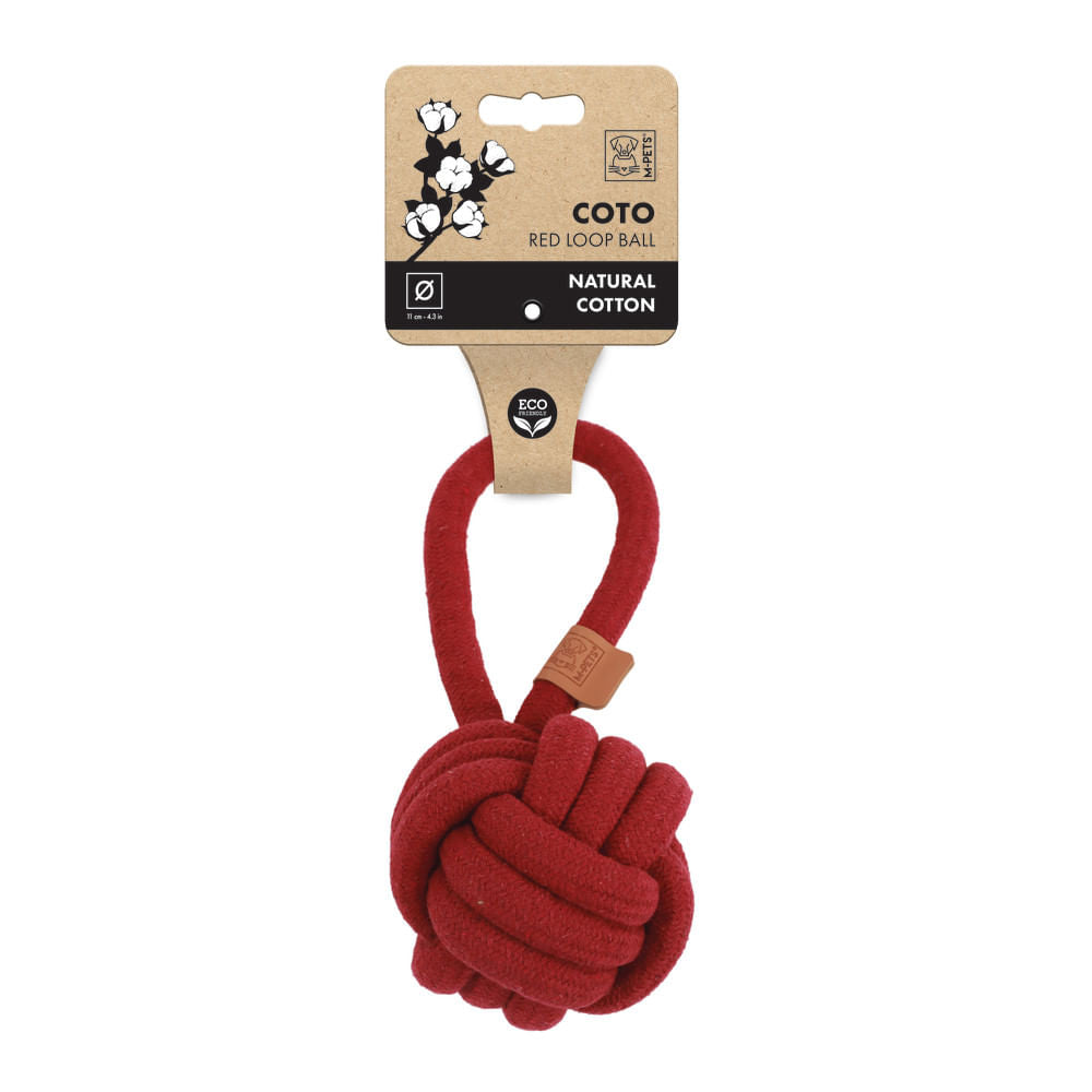 Juguete M-Pets Coto Ecobola Lazo Rojo Para Perro 11 cm