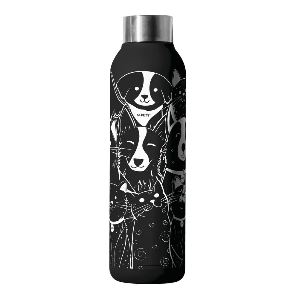 Botella de Acero Inoxidable M-Pets Blanca y Negra 500 ml