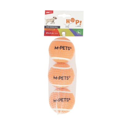 Pelota tipo tenis Hop Naranja para perro M-pets 6,4 cm - 3 u