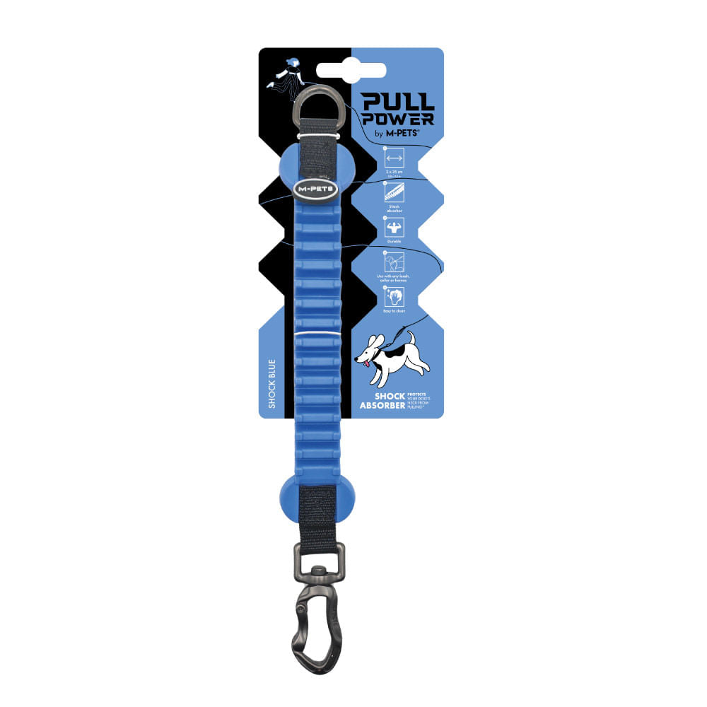 Correa M-Pets Amortiguadora Pull Power Shock Azul para Perro 2 cm x 25 cm