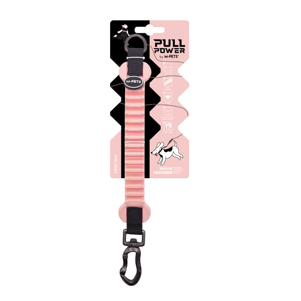 Correa M-Pets Amortiguadora Pull Power Strike Rosa para Perro 2 cm x 25 cm