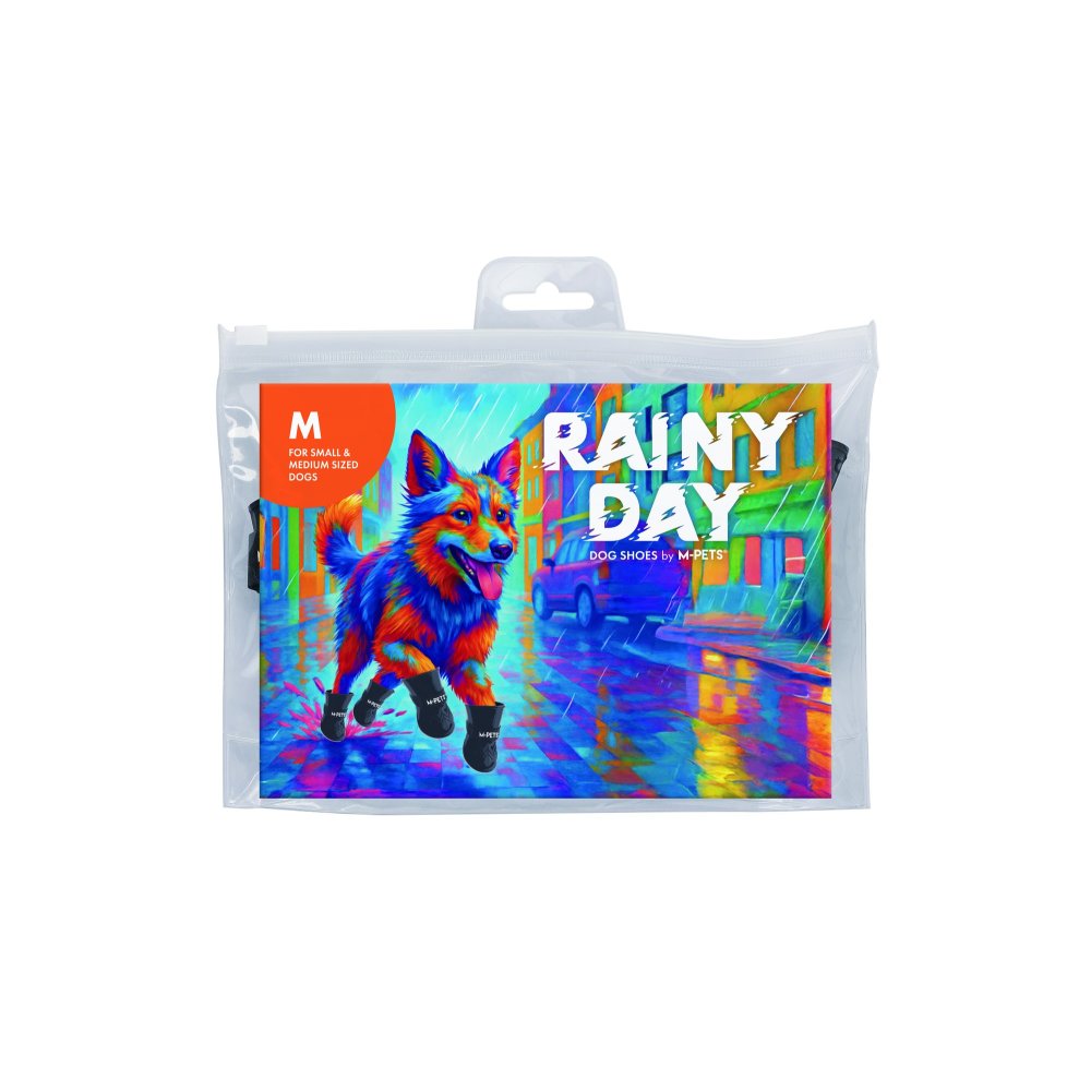 Zapatos de lluvia negros para perro M-pets M