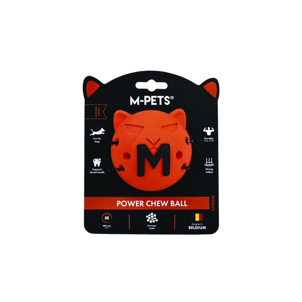 Pelota mordedora Power Chew Naranja para perro M-pets M