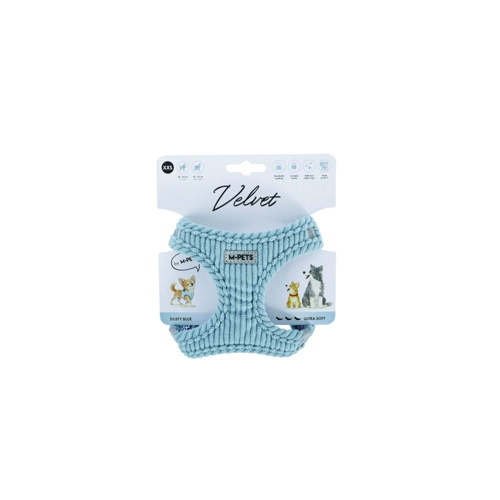 Arnés Velvet azul para perro M-pets XXS