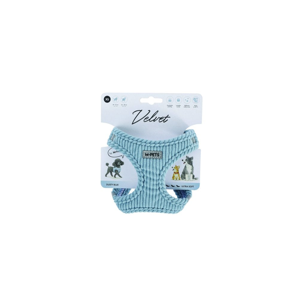 Arnés Velvet azul para perro M-pets XS
