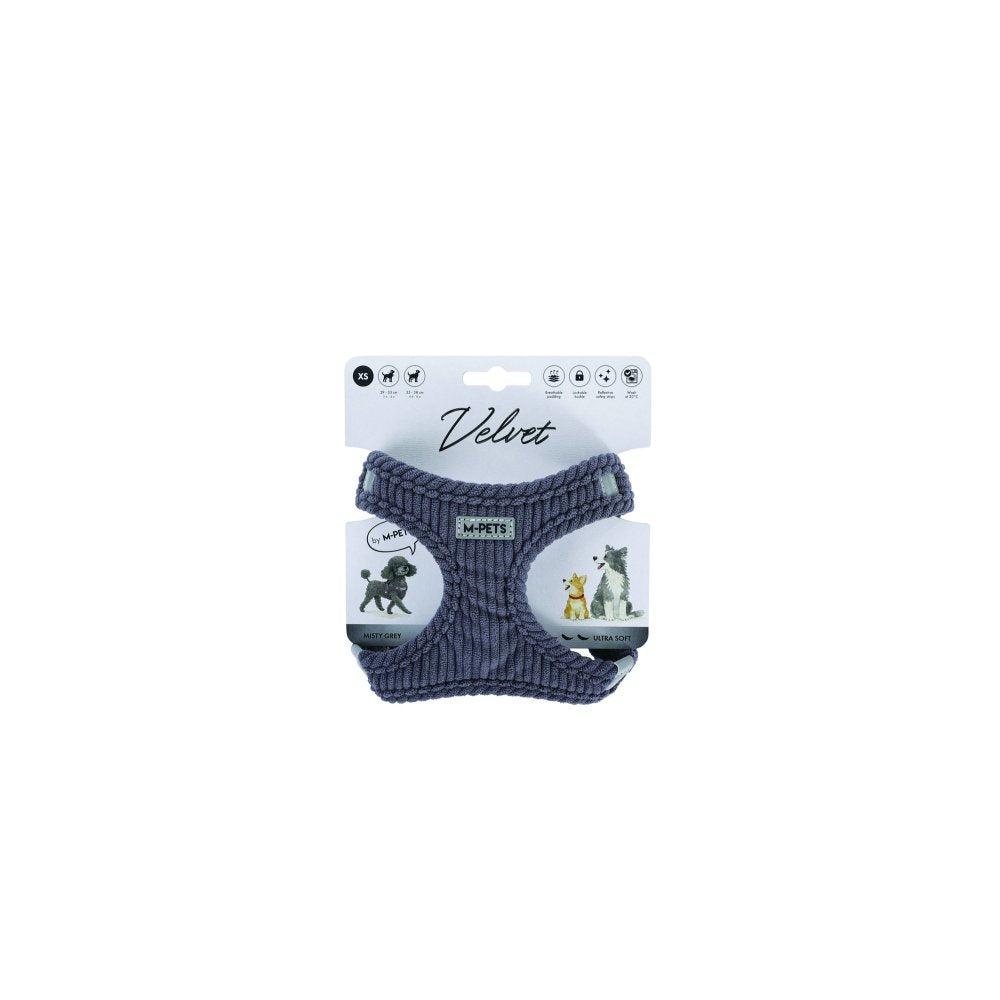 Arnés Velvet gris para perro M-pets XS