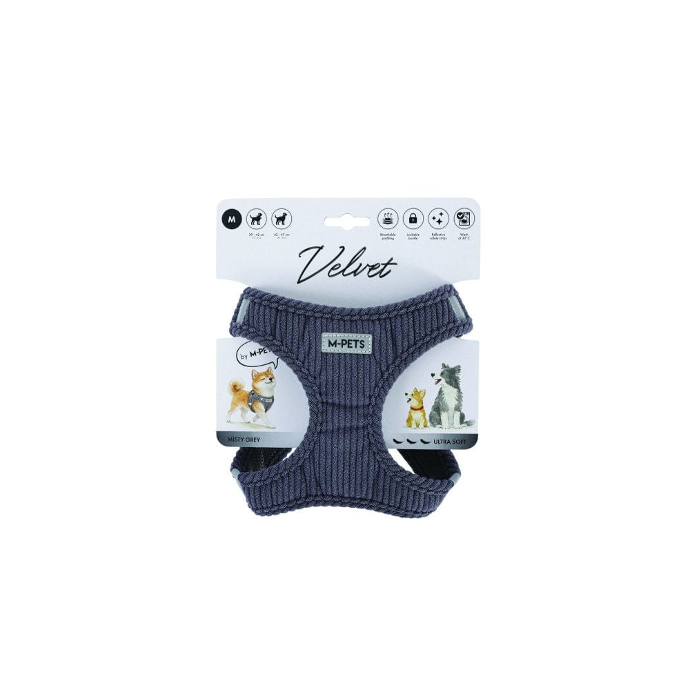 Arnés Velvet gris para perro M-pets M