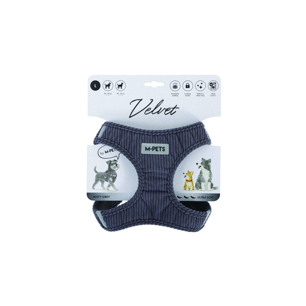 Arnés Velvet gris para perro M-pets L