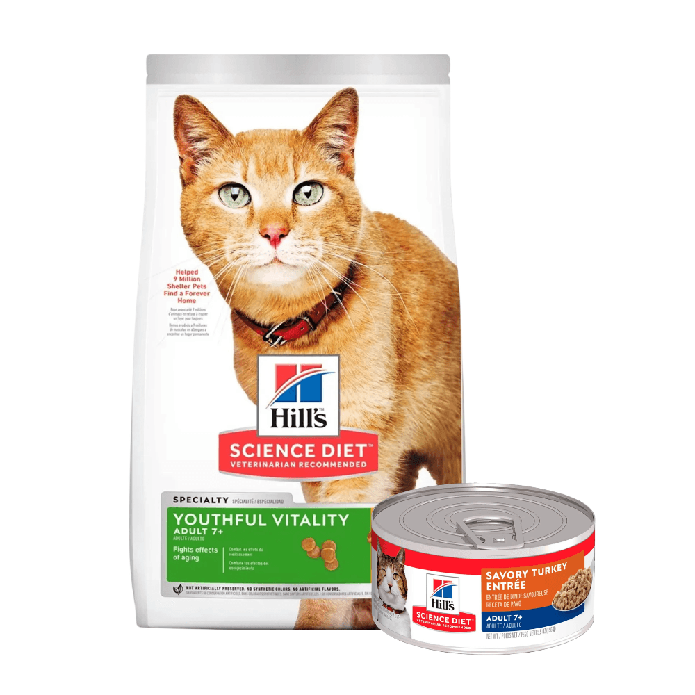 Combo Hills Gato Senior Vitality 7+ 3lb + Lata Adult 7+ Turkey 3 lb & 5,5 oz