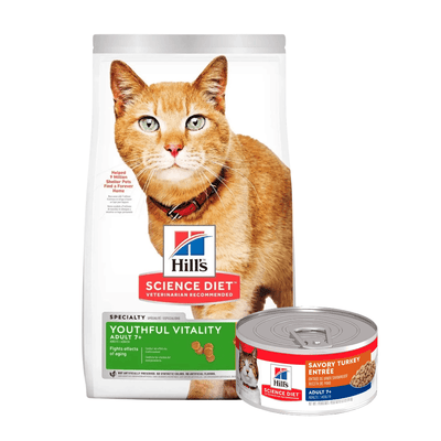 Combo Hills Gato Senior Vitality 7+ 3lb + Lata Adult 7+ Turkey 3 lb & 5,5 oz