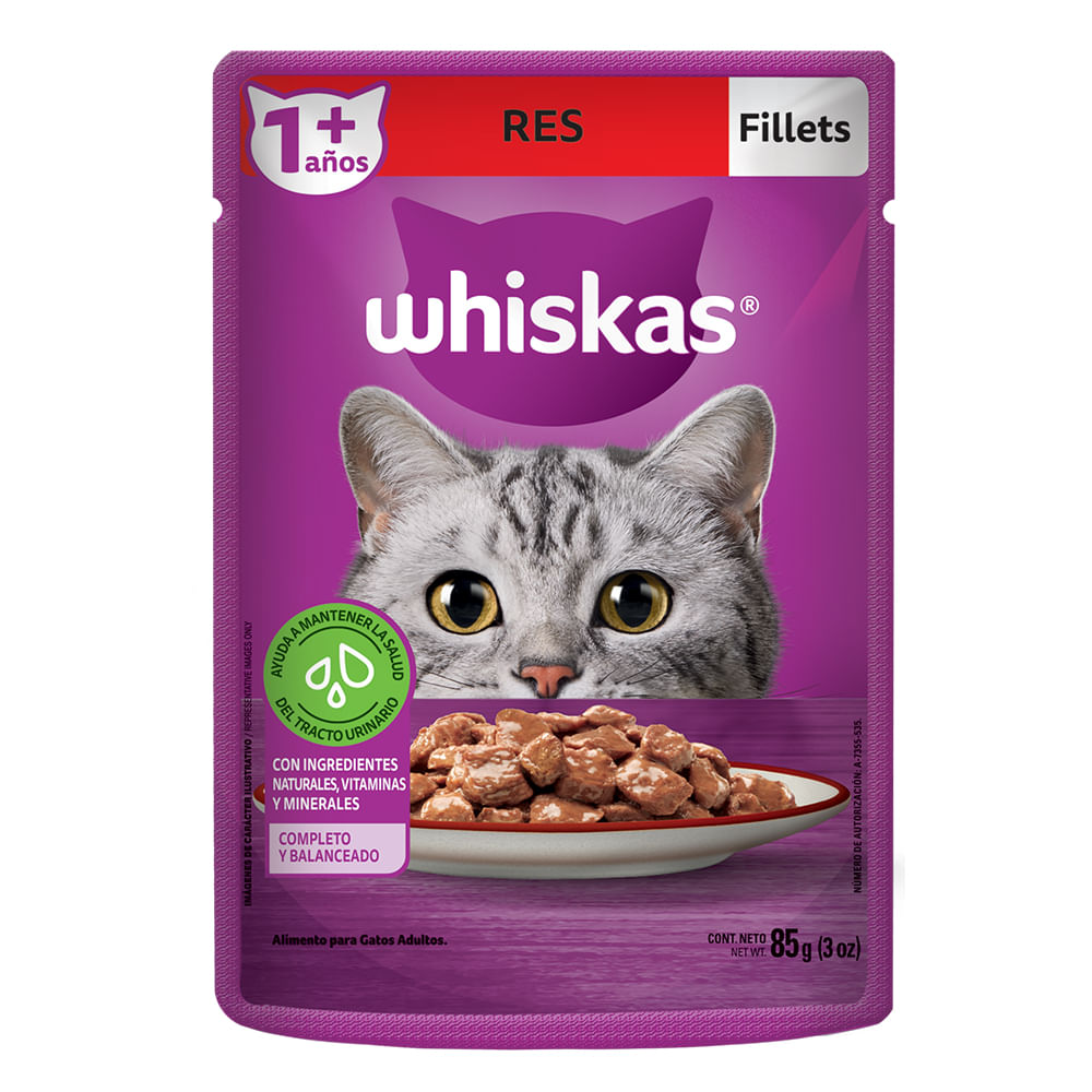 Alimento Húmedo Para Gato Whiskas Pouch Adulto Carne 85 g