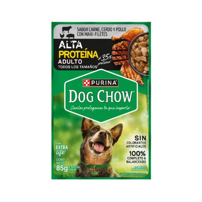 Alimento húmedo para perro adulto Dog Chow alta proteína 85 g
