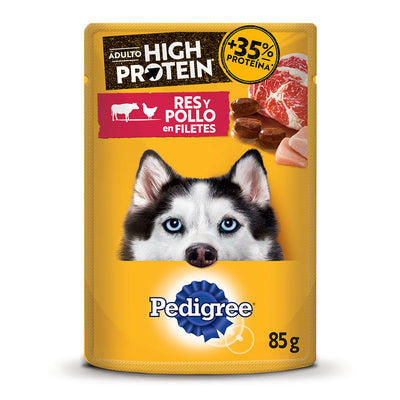 Alimento Húmedo Para Perro Pedigree Pouch High Protein Res Y Pollo 85 g