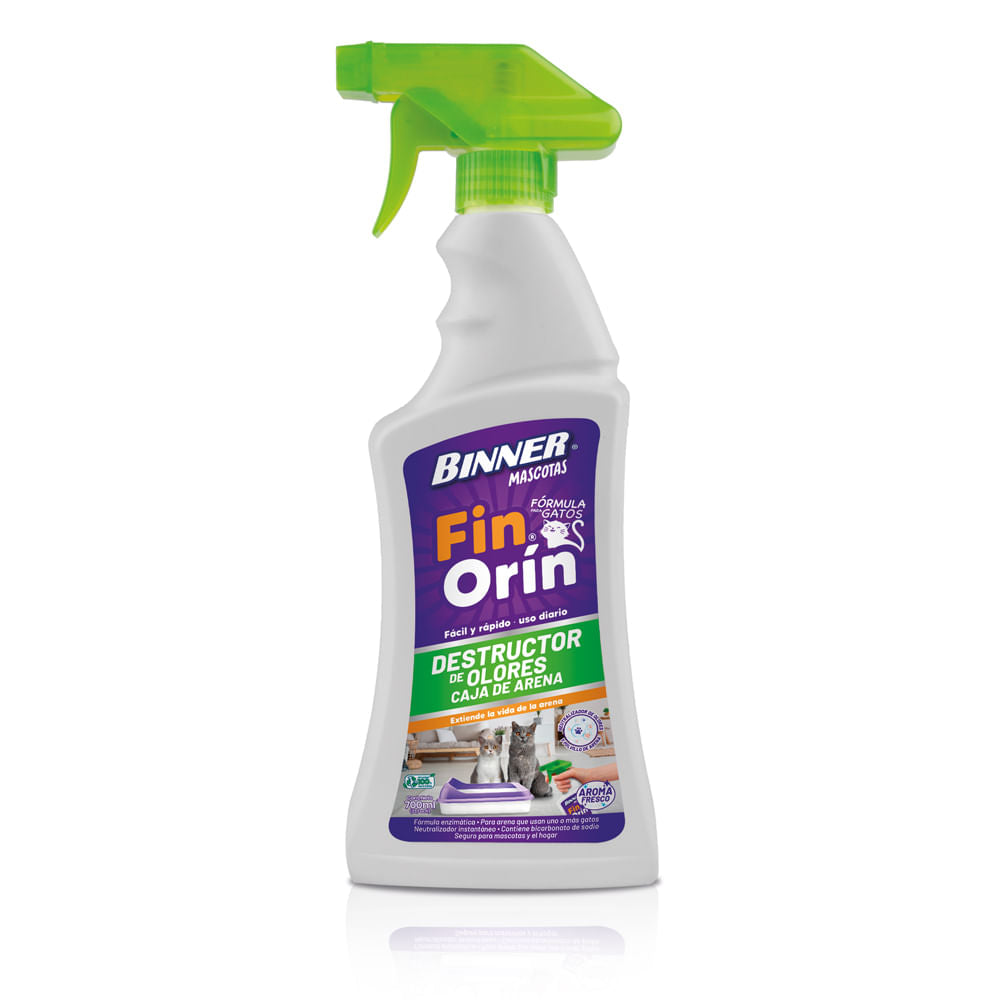 Controlador de Olor Fin Orín Arenero Binner Mascotas Fres 700 ml