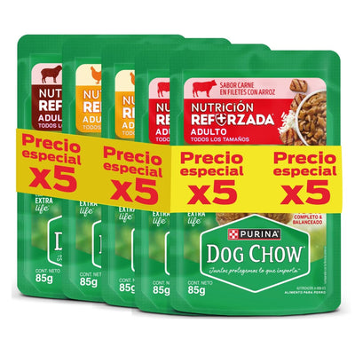 Alimento Húmedo Surtido Pack x5 Sobres para Perro Dog Chow 5 u