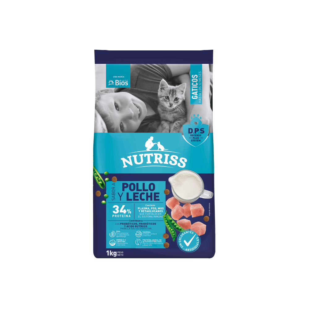 Alimento seco para gatitos Nutriss Pollo y Leche 1 kg