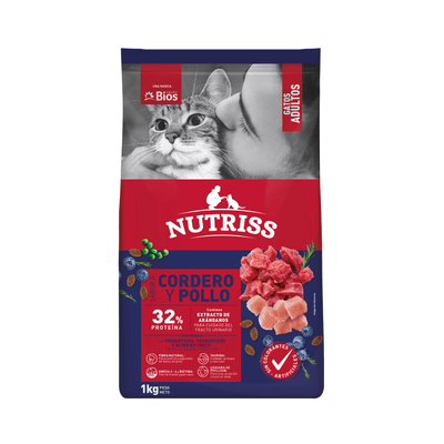 Alimento seco para gatos adultos Nutriss Cordero y Pollo 1 kg